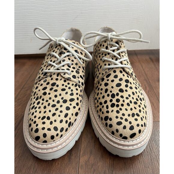 DOLCE VITA Martie Lace-Up Leopard Print Calf Hair Lug Sole Oxford Shoes Sz 11 - Picture 4 of 10